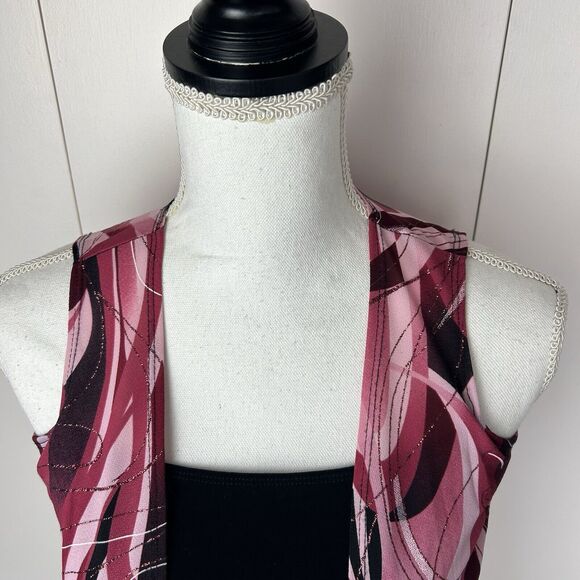 La Khaki Top Jrs Sz Medium Black Pink Built in Blouse Y2K Vintage Fairy Coquette - Picture 3 of 6